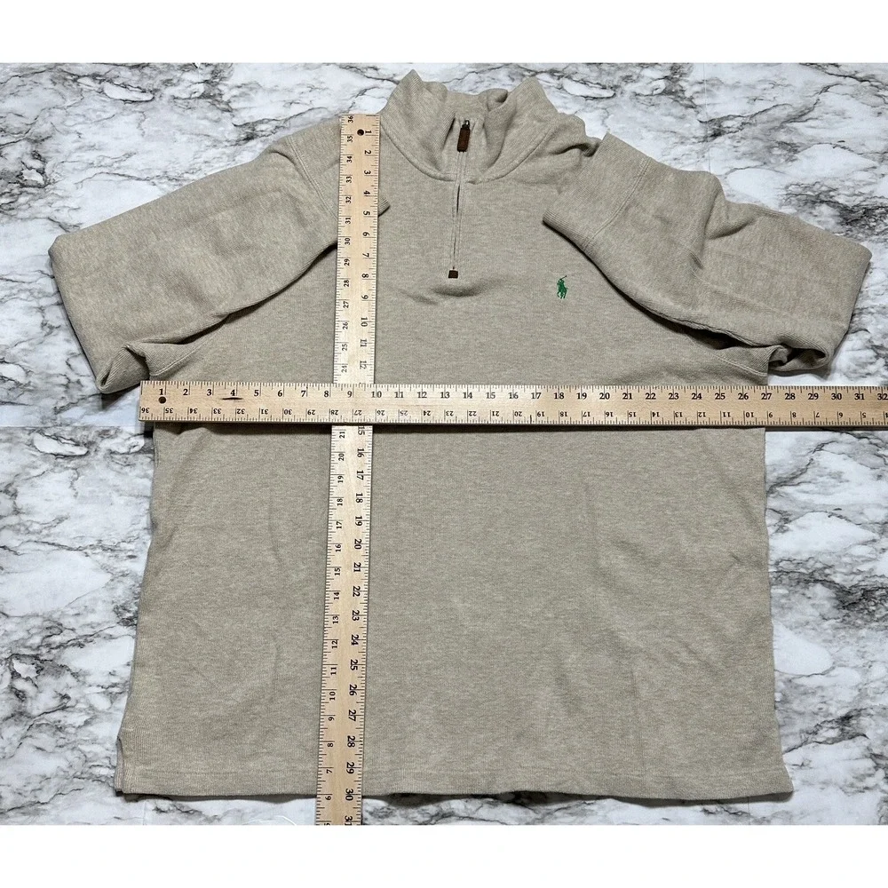 Polo Ralph Lauren Sweater Mens Size 2XL Ivory Beige Long Sleeve 1/4 Zip‎ Cotton